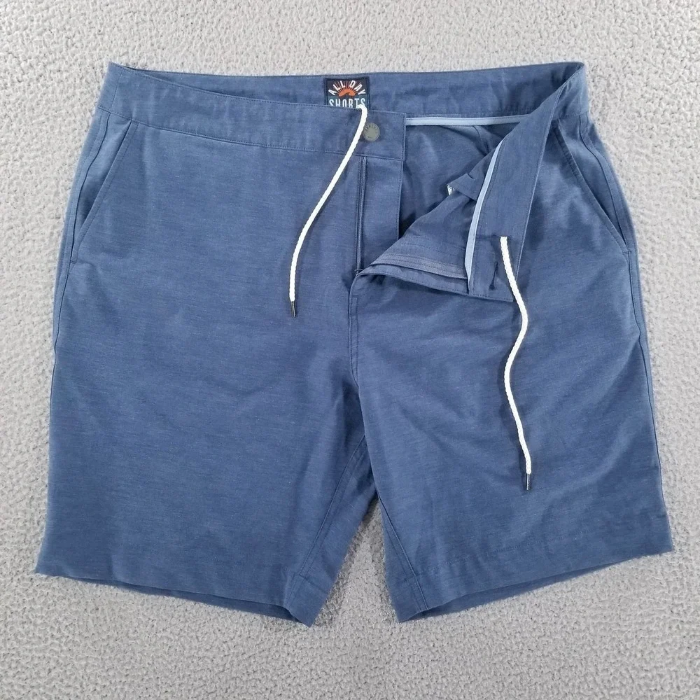 Faherty Shorts Mens 36 Blue All Day Hybrid Performance Drawstring Stretch Chino